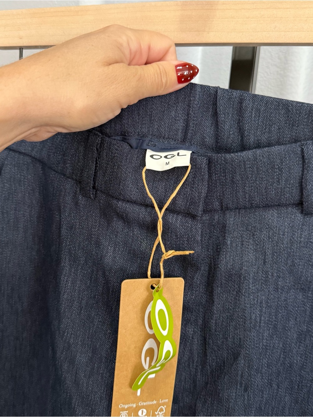 New OGL Viscose-Linen Weave European Linen Mid Rise Flared Pant with Pockets M - Picture 5 of 6